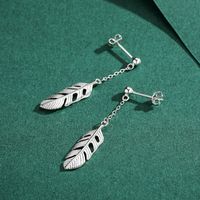 1 Pair Simple Style Artistic Leaves Sterling Silver Plating Hollow Out Silver Plated Drop Earrings main image 3