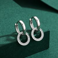 1 Pair Elegant Round Sterling Silver Plating Inlay Zircon Rose Gold Plated Rhodium Plated Hoop Earrings main image 3