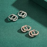 1 Pair Elegant Round Sterling Silver Plating Inlay Zircon Rose Gold Plated Rhodium Plated Hoop Earrings main image 1