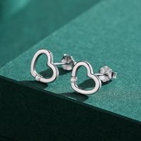 1 Pair Elegant Heart Shape Sterling Silver Plating Inlay Zircon Rose Gold Plated Rhodium Plated Ear Studs main image 3