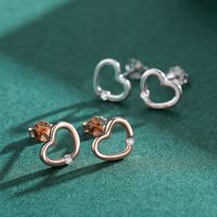 1 Pair Elegant Heart Shape Sterling Silver Plating Inlay Zircon Rose Gold Plated Rhodium Plated Ear Studs main image 1