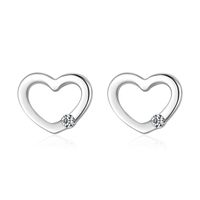 1 Pair Elegant Heart Shape Sterling Silver Plating Inlay Zircon Rose Gold Plated Rhodium Plated Ear Studs sku image 1