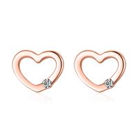 1 Pair Elegant Heart Shape Sterling Silver Plating Inlay Zircon Rose Gold Plated Rhodium Plated Ear Studs sku image 2