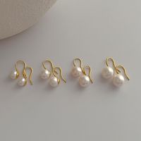 1 Pair Baroque Style Round Freshwater Pearl Copper Gold Plated Earrings main image 1