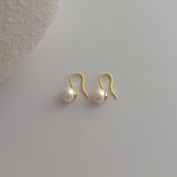 1 Pair Baroque Style Round Freshwater Pearl Copper Gold Plated Earrings sku image 2