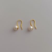 1 Pair Baroque Style Round Freshwater Pearl Copper Gold Plated Earrings sku image 1