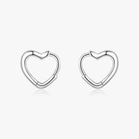1 Pair Elegant Heart Shape Sterling Silver Plating Three-dimensional Rhodium Plated Earrings sku image 1
