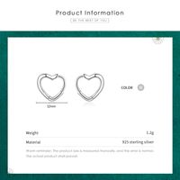 1 Pair Elegant Heart Shape Sterling Silver Plating Three-dimensional Rhodium Plated Earrings main image 4