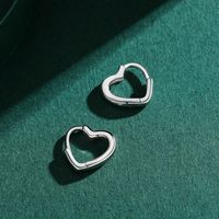 1 Pair Elegant Heart Shape Sterling Silver Plating Three-dimensional Rhodium Plated Earrings main image 1