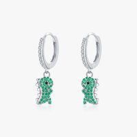 1 Paire Style Ins Dinosaure Argent Sterling Placage Incruster Zircon Plaqué Rhodium Boucles D'oreilles main image 2