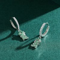 1 Paire Style Ins Dinosaure Argent Sterling Placage Incruster Zircon Plaqué Rhodium Boucles D'oreilles main image 6