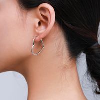 1 Pair Elegant Heart Shape Sterling Silver Plating Three-dimensional Rhodium Plated Earrings main image 5