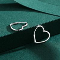 1 Pair Elegant Heart Shape Sterling Silver Plating Three-dimensional Rhodium Plated Earrings main image 3