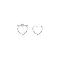1 Pair Elegant Heart Shape Sterling Silver Plating Three-dimensional Rhodium Plated Earrings sku image 3