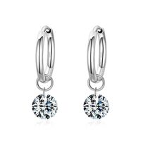 1 Pair Ins Style Round Sterling Silver Plating Inlay Zircon 14k Gold Plated Rhodium Plated Drop Earrings sku image 1