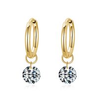 1 Pair Ins Style Round Sterling Silver Plating Inlay Zircon 14k Gold Plated Rhodium Plated Drop Earrings sku image 2
