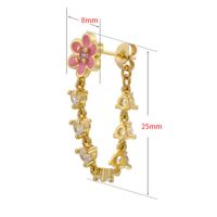 1 Pair Sweet Flower Copper Enamel Plating Inlay Zircon 18k Gold Plated Earrings main image 7