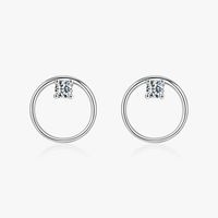 1 Pair Simple Style Round Sterling Silver Plating Inlay Zircon Ear Studs main image 2