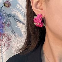Simple Style Flower Alloy Handmade Women's Ear Studs main image 4