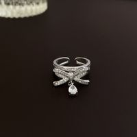 French Style Bow Knot Copper Zircon Rings In Bulk main image 3