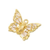 Elegant Luxurious Shiny Butterfly Brass Plating Inlay Zircon 18k Gold Plated Women's Pendants sku image 4
