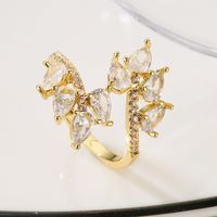 Ins Style Modern Style Geometric Copper 18k Gold Plated Zircon Open Ring In Bulk main image 2