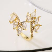 Ins Style Modern Style Geometric Copper 18k Gold Plated Zircon Open Ring In Bulk sku image 3