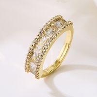Ins Style Modern Style Geometric Copper 18k Gold Plated Zircon Open Ring In Bulk main image 4