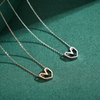 Ins Style Simple Style Heart Shape Sterling Silver Plating Hollow Out Rose Gold Plated Rhodium Plated Necklace main image 1