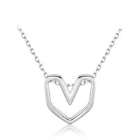 Ins Style Simple Style Heart Shape Sterling Silver Plating Hollow Out Rose Gold Plated Rhodium Plated Necklace sku image 1