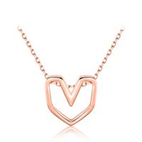 Ins Style Simple Style Heart Shape Sterling Silver Plating Hollow Out Rose Gold Plated Rhodium Plated Necklace sku image 2