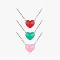 Casual Simple Style Heart Shape Sterling Silver Epoxy Plating Rhodium Plated Necklace main image 6