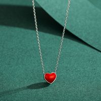 Casual Simple Style Heart Shape Sterling Silver Epoxy Plating Rhodium Plated Necklace main image 5