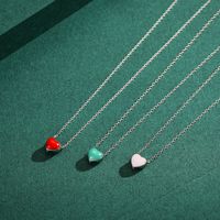 Casual Simple Style Heart Shape Sterling Silver Epoxy Plating Rhodium Plated Necklace main image 1