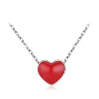 Casual Simple Style Heart Shape Sterling Silver Epoxy Plating Rhodium Plated Necklace sku image 1