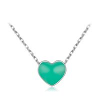 Casual Simple Style Heart Shape Sterling Silver Epoxy Plating Rhodium Plated Necklace sku image 2