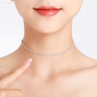Luxurious Simple Style Round Sterling Silver Plating Inlay Zircon Rhodium Plated Choker main image 4