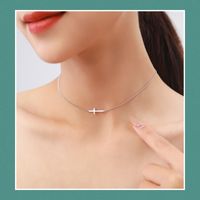 Ins Style Simple Style Cross Sterling Silver Plating 14k Gold Plated Rhodium Plated Choker main image 8