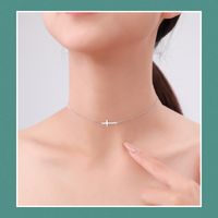 Ins Style Simple Style Cross Sterling Silver Plating 14k Gold Plated Rhodium Plated Choker main image 3
