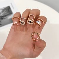 Casual Simple Style Devil's Eye Heart Shape Copper Hollow Out Inlay Zircon Open Ring main image 1