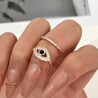 Casual Simple Style Devil's Eye Heart Shape Copper Hollow Out Inlay Zircon Open Ring main image 5
