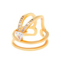 Casual Simple Style Devil's Eye Heart Shape Copper Hollow Out Inlay Zircon Open Ring sku image 2