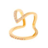 Casual Simple Style Devil's Eye Heart Shape Copper Hollow Out Inlay Zircon Open Ring sku image 1