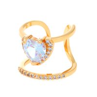 Casual Simple Style Devil's Eye Heart Shape Copper Hollow Out Inlay Zircon Open Ring sku image 3