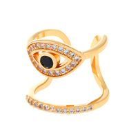 Casual Simple Style Devil's Eye Heart Shape Copper Hollow Out Inlay Zircon Open Ring sku image 4