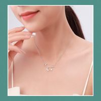 Casual Simple Style Paper Clip Star Moon Sterling Silver Plating Inlay Zircon Rhodium Plated Necklace main image 5