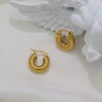 1 Pair Simple Style Solid Color Stainless Steel Plating 18k Gold Plated Hoop Earrings main image 1