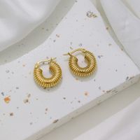 1 Pair Simple Style Solid Color Stainless Steel Plating 18k Gold Plated Hoop Earrings main image 4