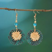 1 Pair Vintage Style Flower Plating Alloy 14k Gold Plated Dangling Earrings main image 5