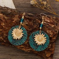 1 Pair Vintage Style Flower Plating Alloy 14k Gold Plated Dangling Earrings main image 3